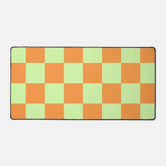 Orange Green Citrus Checkered Gingham Pattern Schreibtischunterlage (Vorderseite)