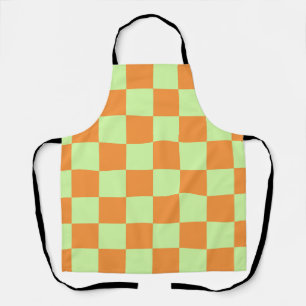 Orange Green Citrus Checkered Gingham Pattern Schürze