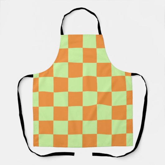 Orange Green Citrus Checkered Gingham Pattern Schürze (Vorderseite)