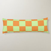 Orange Green Citrus Checkered Gingham Pattern Seitenschläferkissen (Rückseite)