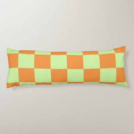 Orange Green Citrus Checkered Gingham Pattern Seitenschläferkissen (Rückseite)