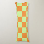 Orange Green Citrus Checkered Gingham Pattern Seitenschläferkissen (Vorderseite Vertikal)