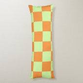Orange Green Citrus Checkered Gingham Pattern Seitenschläferkissen (Rückseite (Vertikal))