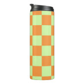 Orange Green Citrus Checkered Gingham Pattern Thermosbecher (Nach rechts gedreht)