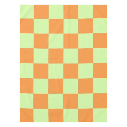 Orange Green Citrus Checkered Gingham Pattern Tischdecke (Vorderseite)