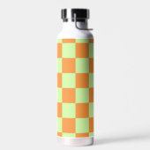 Orange Green Citrus Checkered Gingham Pattern Trinkflasche (Links)