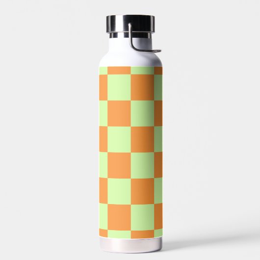 Orange Green Citrus Checkered Gingham Pattern Trinkflasche (Links)