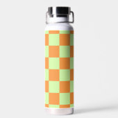 Orange Green Citrus Checkered Gingham Pattern Trinkflasche (Rückseite)