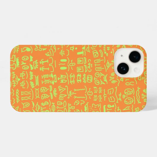 Orange & Green Doodle Pattern Case – Artist iPhone Hülle (Rückseite (Horizontal))