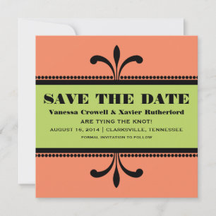 Orange/Green Extravagant Art Deco Save the Date ei