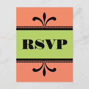 Orange/Green Extravagant Art Deco UAWG Postkarte