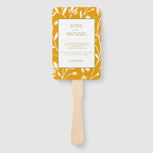 Orange Green Floral Wedding Fächer (Vorderseite)