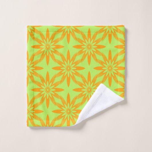 Orange Green Flower Seamless Pattern Badhandtuch Set (Waschlappen)
