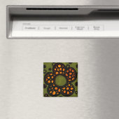 Orange & Green Funky Blume Kitchen Magnet (In Situ (Geschirrspüler))