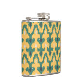 Orange Green Geometric Ikat Dekorative Muster Flachmann (Rechts)