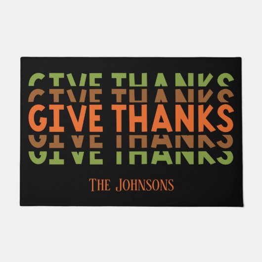 Orange Green Give Danke Fall Erntedank Fußmatte (Vorderseite)