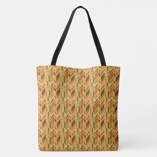 ORANGE GREEN & GOLD ZIG ZAG PATTERN TASCHE (Rückseite)