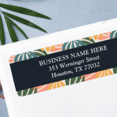 Orange Green Groovy Blätter Retro Botanical