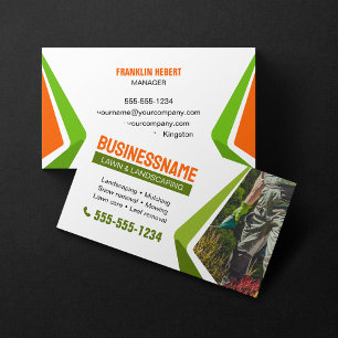 Orange & Green Landschaftsbau Rasenmähen Rasenpfle Visitenkarte