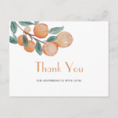 Orange Green Leaf Baby Dusche Vielen Dank Postkarte (Vorderseite)
