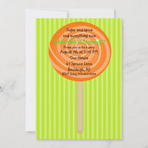 Orange & Green Lollipop Girls zum Geburtstag Einla Einladung