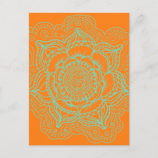 Orange Green Mandala Postkarte (Vorderseite)