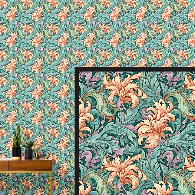 Orange Green Mauve Art Nouveau Tapete (Von Creator hochgeladen)
