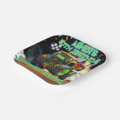 Orange Green Monster Truck Off Road Birthday Squar Pappteller (Gewinkelt)