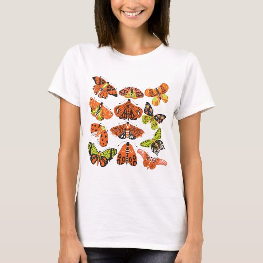 Orange Green Moth and Butterfly T - Shirt (Vorderseite)