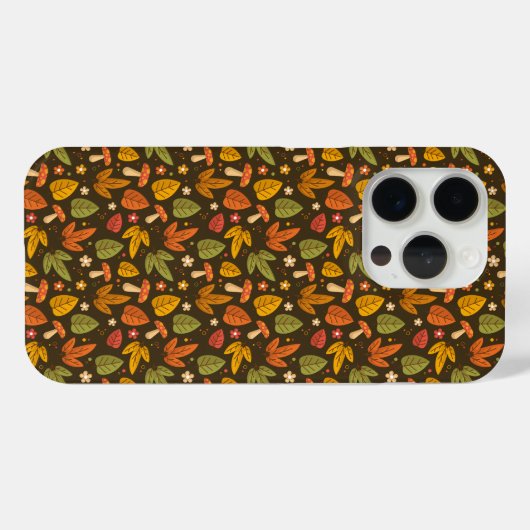 Orange Green Mushroom Leaf Muster iPhone Case (Rückseite (Horizontal))