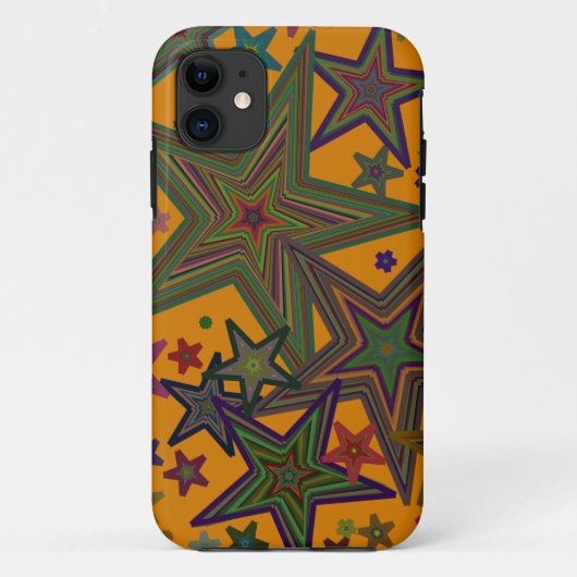 Orange Green Party Stars Case-Mate iPhone Hülle (Rückseite)