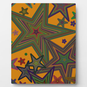 Orange Green Party Stars Fotoplatte
