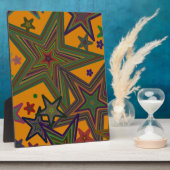 Orange Green Party Stars Fotoplatte (Seite)