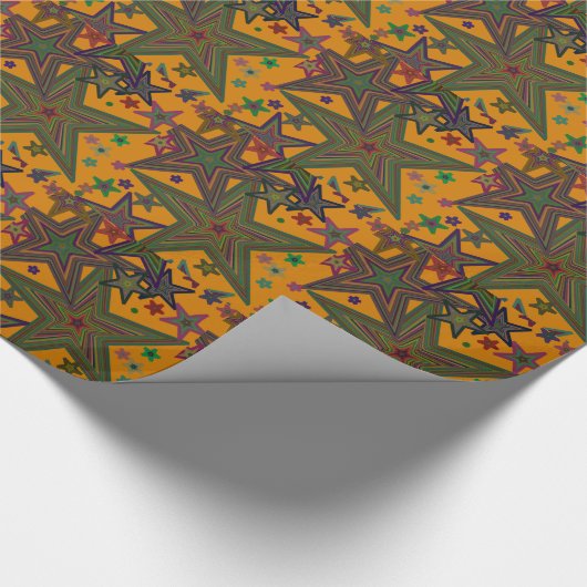 Orange Green Party Stars Geschenkpapier (Ecke)
