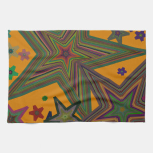 Orange Green Party Stars Handtuch