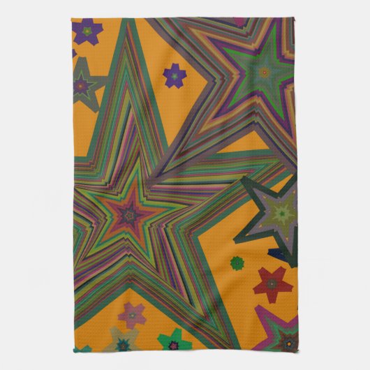 Orange Green Party Stars Handtuch (Vertikal)