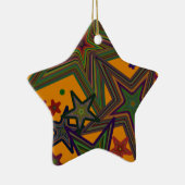 Orange Green Party Stars Keramikornament (Rechts)