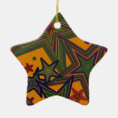 Orange Green Party Stars Keramikornament (Vorne)