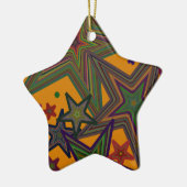 Orange Green Party Stars Keramikornament (Links)