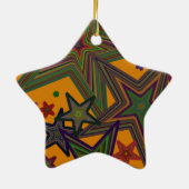 Orange Green Party Stars Keramikornament (Hinten)