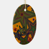 Orange Green Party Stars Keramikornament (Rechts)