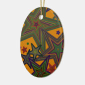 Orange Green Party Stars Keramikornament (Links)