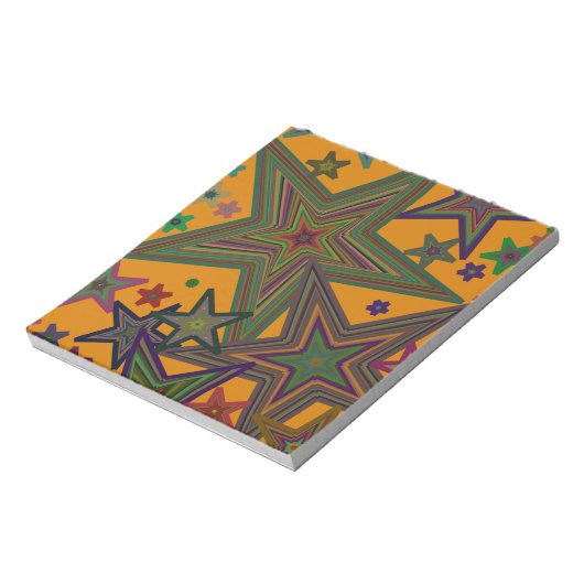 Orange Green Party Stars Notizblock (Rotiert)