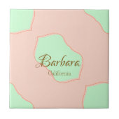 Orange green pastel boho add name place rustic ele fliese (Vorderseite)