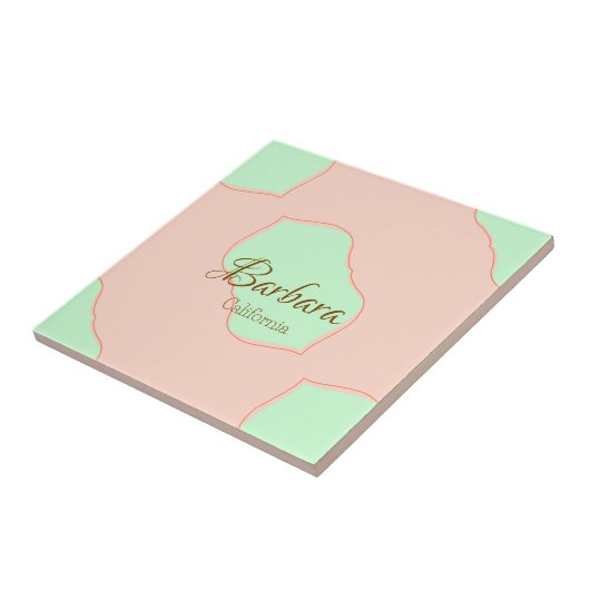 Orange green pastel boho add name place rustic ele fliese (Seite)
