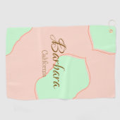 Orange green pastel boho add name place rustic ele golfhandtuch (Horizontal)