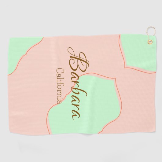 Orange green pastel boho add name place rustic ele golfhandtuch (Horizontal)