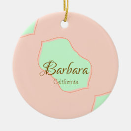 Orange green pastel boho add name place rustic ele keramik ornament