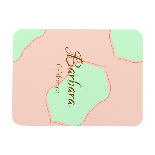 Orange green pastel boho add name place rustic ele magnet (Horizontal)