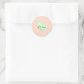 Orange green pastel boho add name place rustic ele runder aufkleber (Tasche)